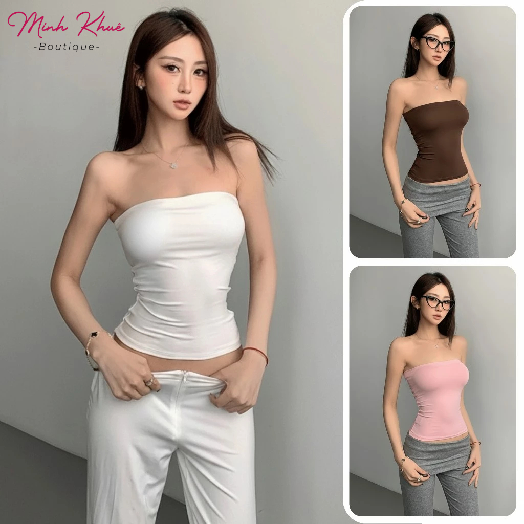 [Mở Bán] Áo Ống Dáng Dài Có Mút Ngực Thun Borip Lụa DD12 Áo Quây Ôm Body, Mềm Mịn, Co Giãn Trendy Minh Khuê Boutique