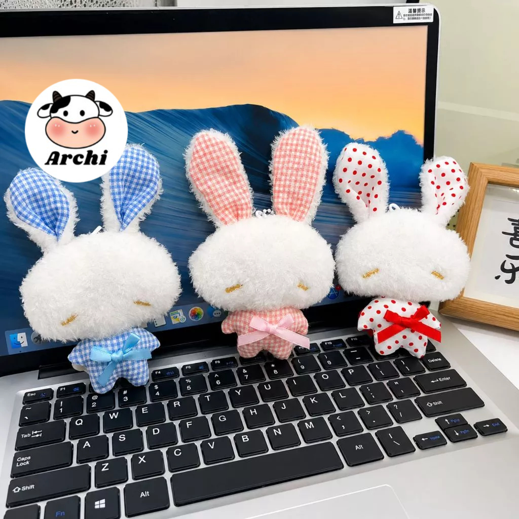 Móc khoá thỏ bông xù tai dài đang yêu style hàn quốc bunny