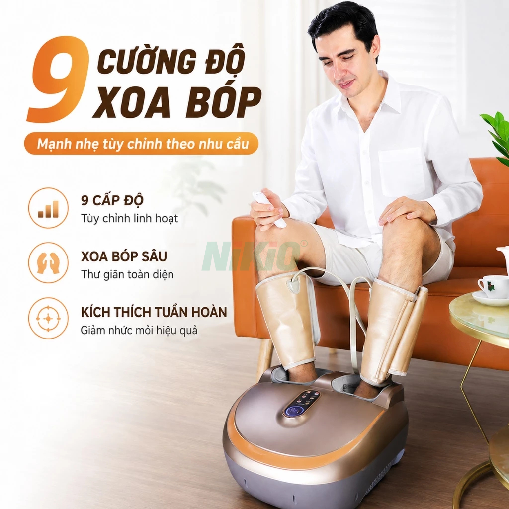 Máy massage bấm huyệt chân và bắp chân áp suất khí Nikio NK-187 - 2in1