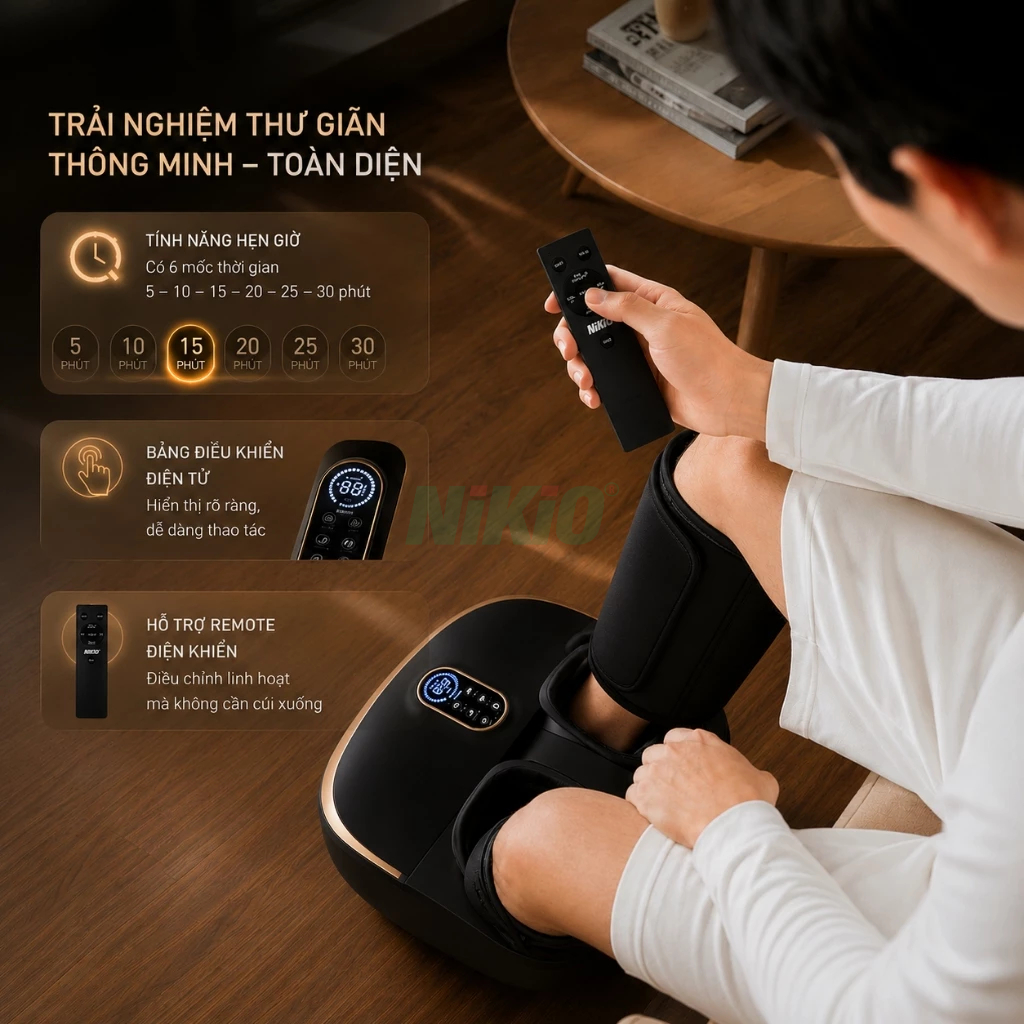 Máy massage bấm huyệt chân và bắp chân áp suất khí Nikio NK-187 - 2in1