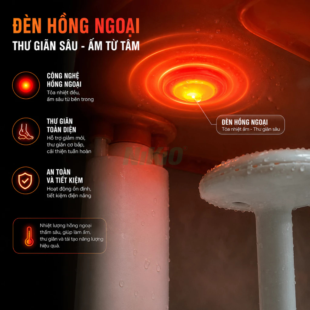 Bồn ngâm chân massage Nikio NK-195 - Chức năng làm nóng nước, con lăn massage xoay tự động