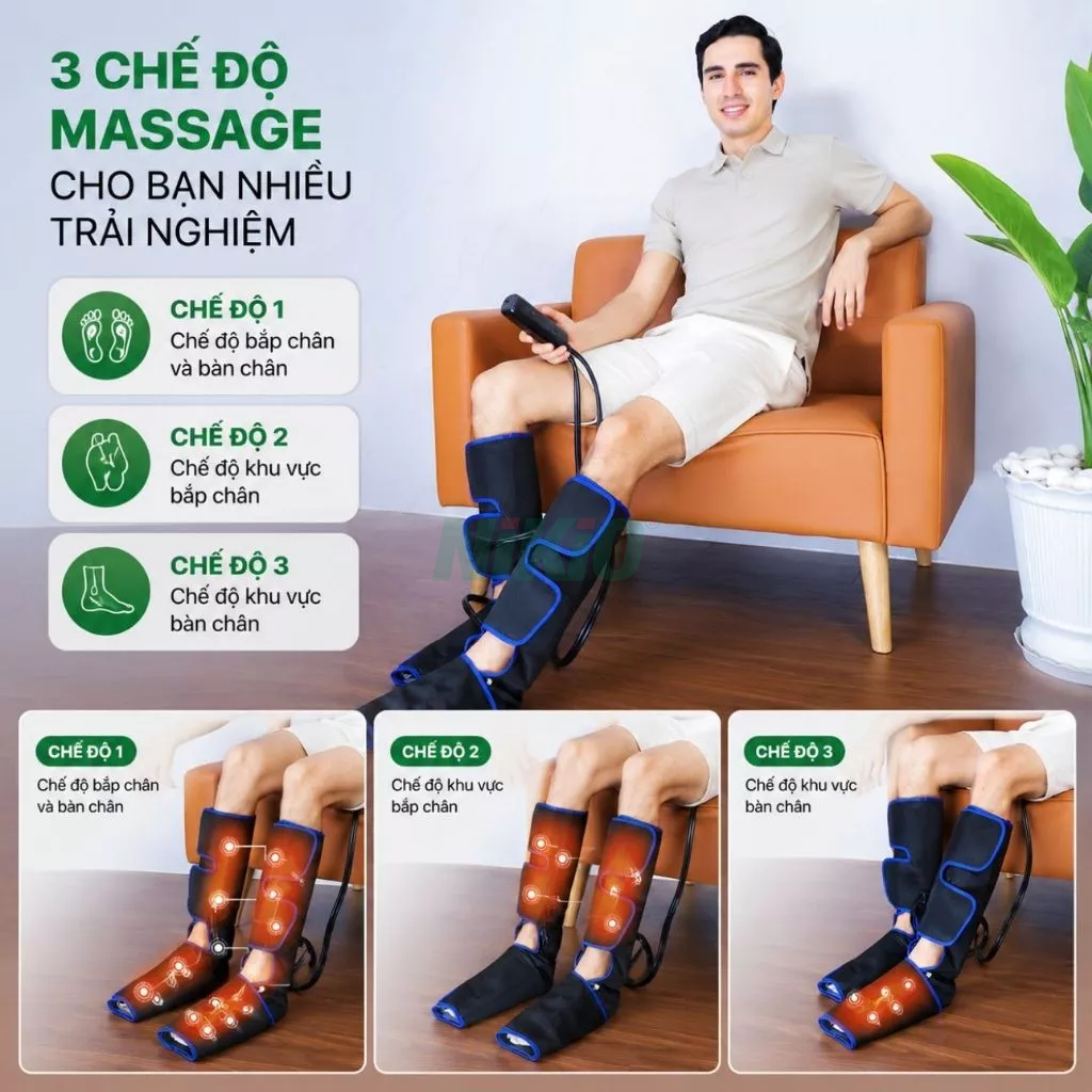 Máy Massage Chân Nén Ép Tĩnh Mạch 2in1 Nhật Bản Nikio NK-285 - Hỗ trợ điều trị suy giãn tĩnh mạch