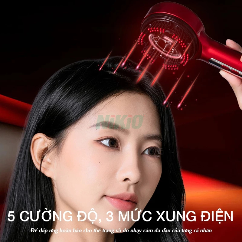 Lược Điện Massage Da Đầu Nikio NK-112 - Ánh Sáng Hồng Ngoại, Thư Giãn Hiệu Quả, Ngăn Rụng Tóc