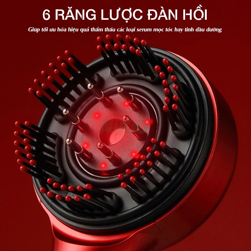 Lược Điện Massage Da Đầu Nikio NK-112 - Ánh Sáng Hồng Ngoại, Thư Giãn Hiệu Quả, Ngăn Rụng Tóc