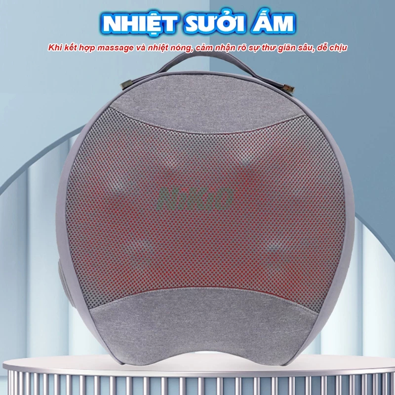 Gối Massage Lưng Đa Năng Nikio NK-137 - Pin Sạc, Con Lăn 6D Massage Thắt Lưng Chuyên Sâu