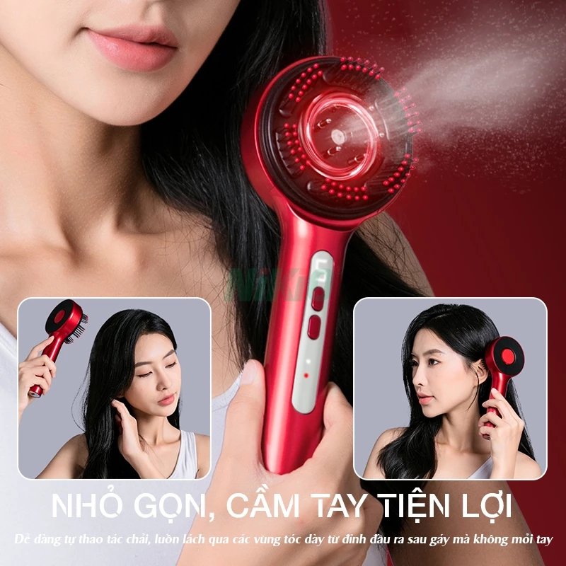 Lược Điện Massage Da Đầu Nikio NK-112 - Ánh Sáng Hồng Ngoại, Thư Giãn Hiệu Quả, Ngăn Rụng Tóc