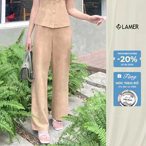 Quần Ống Đứng LAMER Cạp Liền Cúc Bọc Quần Ống Suông Công Sở Thanh Lịch Dễ Phối Đồ L64T22Q014