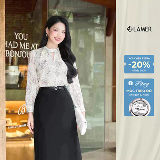 Áo nữ cổ tàu LAMER dáng suông tay bồng, áo sơ mi công sở điệu đà thanh lịch O61B24H008, O61B24Q015, L61B25Q002