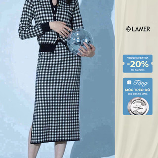 Chân Váy VIEN TRAN Dáng Ôm Xẻ Sườn Kẻ Ô V62F21T001