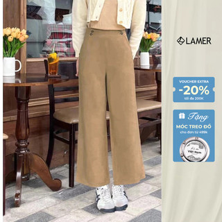 [LAMER X VÕ HÀ LINH] Quần Dáng Ống Rộng Cạp Liền Cúc Đóng V64W24Q001