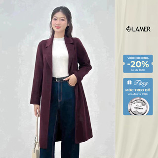 Áo Dạ Nữ LAMER Dáng Dài Khâu Tay Dáng Suông Áo Dạ Lông Cừu Thiết Kế Cao Cấp L65W24T015