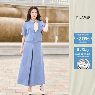 Áo Kiểu Nữ LAMER FASHION Cổ Nơ Liền Sang Trọng Phối Quần Ống Rộng Giả Váy Thanh Lịch L65D25Q012 L64W25Q009