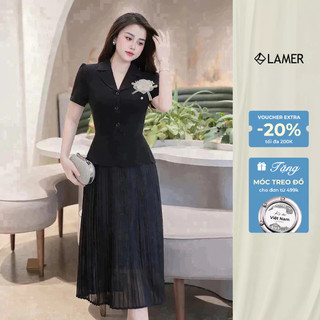 Đầm dạ hội dáng xòe phối Peplum cổ 2 ve đính hoa SHE'S BACK S63L24Q006