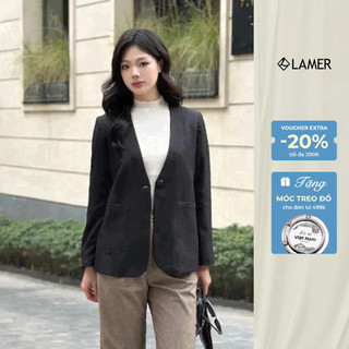 Áo Blazer Nữ Dáng Rộng Cổ Tim Dài Tay VIEN TRAN V65B24T014