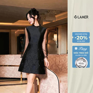 Đầm dạ hội đính đá tay bồng phối lưới SHE'S BACK S63R23Q071