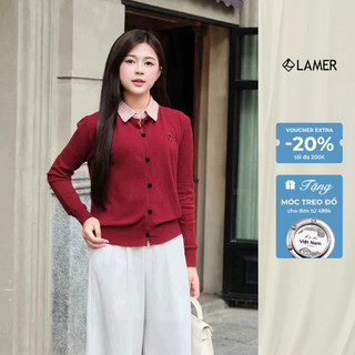 [LAMER] Áo Len Cardigan Phối Cổ Sơ Mi Áo Khoác Len Mỏng Thu Đông O61W25Q016