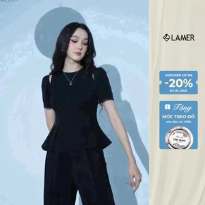 Áo Kiểu VIENNE TRAN Tay Bồng Chiết Ly Eo Hở Vai V61B22Q058