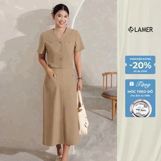 Áo Sơ Mi Croptop Cổ Tim Phối Cùng Chân Váy Dáng Dài, Set Đồ Công Sở Thanh Lịch VIEN TRAN  V65D24H005  V62M24Q011