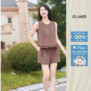 Áo Sát Nách Cổ Tròn Phối Bèo Short Suông Túi Dọc Sườn MCHIC D61B25H016 D64S25H005