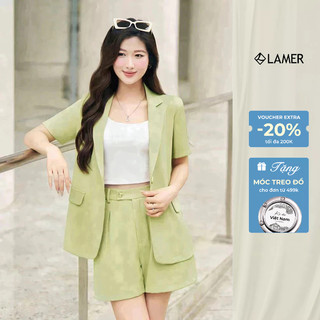 Set Áo vest đờ mi cổ 2 ve phối Quần short ly súp LAMER O65D24H005, O64S24H003