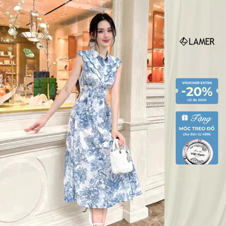 Đầm nữ dáng xòe cổ đức phủ vai, xếp ly nữ tính LAMER O63L25H001 L63L25H027
