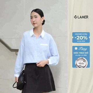 Áo Sơ Mi Dáng Rộng Phối Màu Áo Sơ Mi Kẻ Sọc VIEN TRAN V61H25Q014