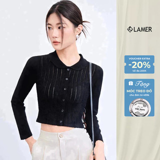 Áo len nữ VIEN TRAN dệt họa tiết, cổ peterpan V61W23T018