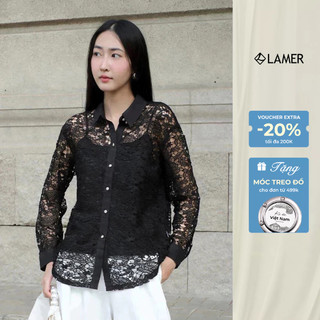 Áo Sơ Mi Nữ Cổ Đức Dài Tay Áo Sơ Mi Ren 2 Lớp Sành Điệu SHE'S BACK S61H24Q001