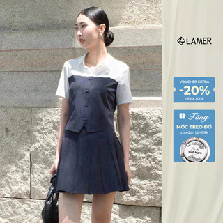 Áo Sơ Mi Phối Kẻ Sọc, Chân Váy Ngắn Xếp Ly Dáng Xòe VIEN TRAN V61H24H056 V62L24H011