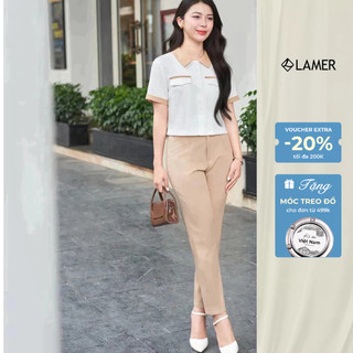 Quần nữ ống côn LAMER túi chéo, ly bung công sở O64K24Q004