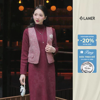Áo Ghile Dạ Dáng Ngắn Suông Cổ Tim LAMER L65G24T024