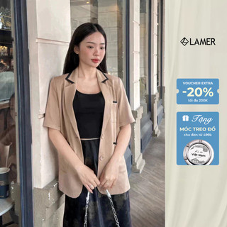 Áo Blazer Nữ Tay Ngắn Dáng Suông Phối Viền VIEN TRAN V65B25Q004