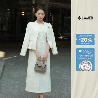 Áo Vest Dạ Tweet Dáng Ôm Cổ Leo Phối Đầm Dạ Tweet Dáng Ôm Dài LAMER L65B24T022 L63M24T003