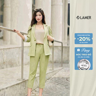 Áo vest nữ LAMER dáng blazer tay lửng phối Quần ống côn lửng 2 túi chéo O65D24Q001, O64K24Q003