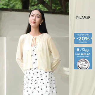 Áo khoác nư thun mỏng cardigan mềm cổ nơ buộc VIEN TRAN V65O25Q013