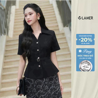Áo Công Sở Nữ Dáng Peplum Cổ Bẻ Đai Eo LAMER L65D25Q005