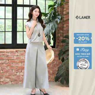 Áo Sơ Mi Cổ Đức Sát Nách Dây Rút Phối Quần Ống Rộng Chun Sau LAMER O61H25H005 O64W25H001 L61H25H032 L64W25H003 (2 bản)