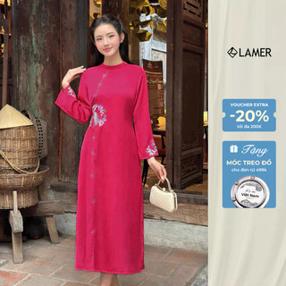 Áo Dài Cách Tân Liền Đầm Thêu Họa Tiết LAMER L61A24Q037