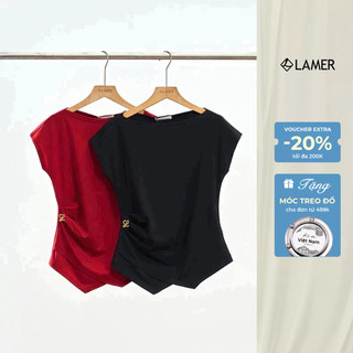 Áo thun nữ xếp eo vạt chéo LAMER L61S25H055