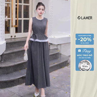 Áo Sát Nách Cổ Tròn Dáng Suông Đai Eo Phối Chân Váy Dài Dáng Xoè MCHIC D61B25H010 D62L25H005