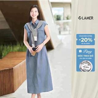 Áo Sơ Mi Nữ Cổ Đức Vai Chờm Phối Chân Váy Dài Dáng A Cạp Chun LAMER L61H25H084 L62R25Q016