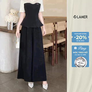 Quần ống rộng dáng suông chun sau LAMER O64W25Q003