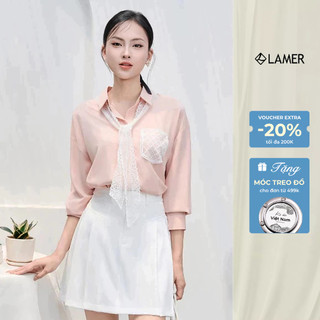 Áo sơ mi nữ basic dáng suông freesize phối túi ốp ren ( KHÔNG KÈM KHĂN ) VIEN TRAN V61H25Q024