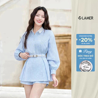 Áo Sơ Mi Nữ Dài Tay Kẻ Sọc Phối Ren LAMER O61H25Q005