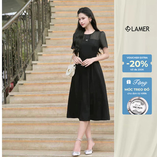 Đầm Nữ Dáng Xoè Dài Cầu Ngực Phối Ren Đầm Công Sở Thanh Lịch LAMER O63L25H005