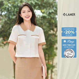Áo Sơ Mi Croptop Phối Màu Áo Kiểu Nữ Dáng Ngắn LAMER O65D25H001