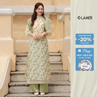 [LAMER X PHƯƠNG ANH ĐÀO] Áo Dài Cách Tân An Hoa Dáng Suông (Không quần) Cổ Truyền Thống 2 Lớp Tơ Óng Cao Cấp S61A25Q015