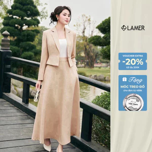 Áo Vest Nữ 2 Lớp Dáng Ngắn, Chân Váy Dài Dáng Xoè LAMER L65B24T021 L62L24T003