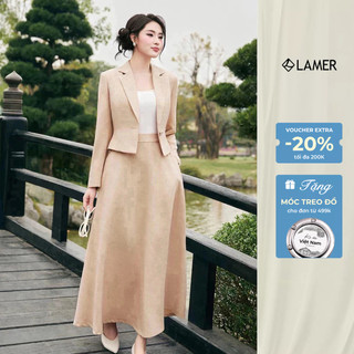 Áo Vest Nữ 2 Lớp Dáng Ngắn, Chân Váy Dài Dáng Xoè LAMER L65B24T021 L62L24T003
