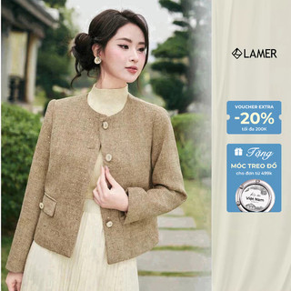 Áo Khoác Nữ Dạ Tweed Cổ Tròn Sang Trọng VIEN TRAN V65W24T020